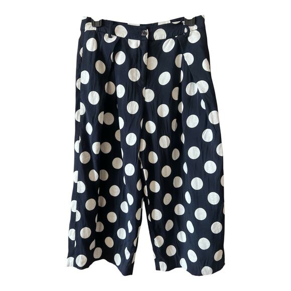 iROO Pants Womens 38 US 6-8 Blue Polka Dot Culottes Cropped Wide Leg Lagenlook - Picture 10 of 12